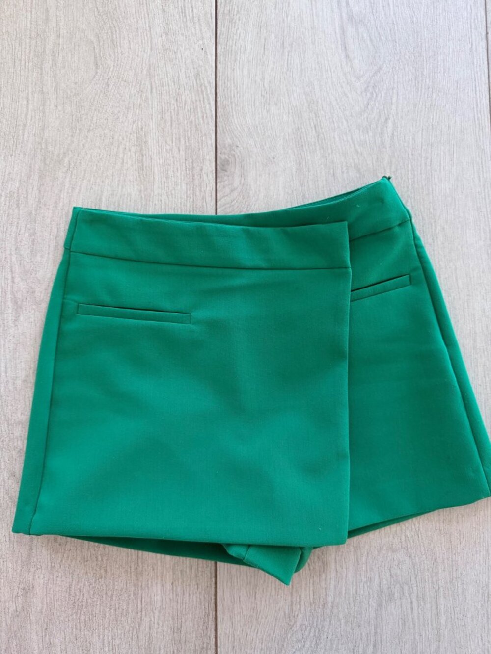 Zara Green Wrap Skort Mini Skirt Shorts High Waisted